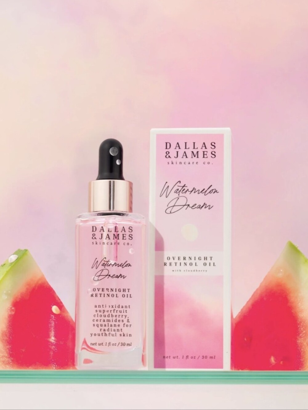 CLEARANCE! Dallas & James Watermelon Dream Overnight Retinol Oil, 1oz, NIB